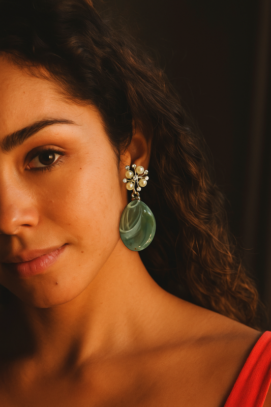 Emerald Bloom Drop Earring